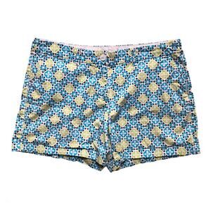 Crown & Ivy Patterned Shorts Pockets Cotton Green Blue Women's 16